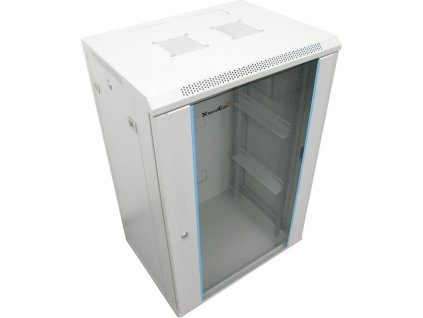 XtendLan 15U/600x600, na zeď, jednodílný, rozložený, skleněné dveře, šedý