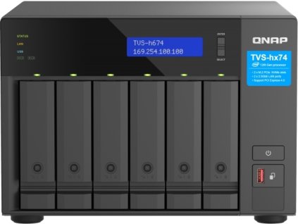QNAP TVS-h674-i3-16G (4core 4,3GHz, ZFS, 16GB RAM, 6x SATA, 2x M.2 NVMe, 2x PCIe, 2x 2,5GbE, HDMI)