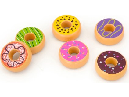 Dětská dřevěná hračka Viga sada 6 dřevěných donutů