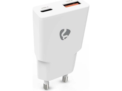 NEDIS síťová nabíječka/ 20 W/ PD 3.0/ rychlé nabíjení/ 1.5 / 2.0 / 2.22 / 3.0 A/ USB-A/ USB-C/ bílá