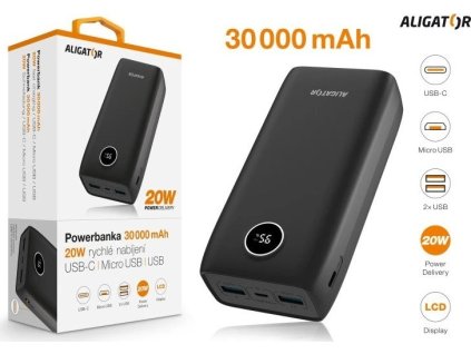 ALIGATOR PBPD30BK 30 000mAh PD 20W černá