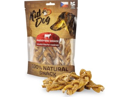 KIDDOG 100% Natural Snack, hovězí šlacha copánek 12 cm / 200 g