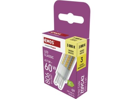 LED žárovka Classic JC / G9 / 4,9 W (60 W) / 806 lm / teplá bílá