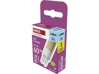 LED žárovka Classic JC / G9 / 4,9 W (60 W) / 806 lm / Studená bílá