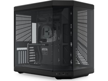 HYTE skříň Y70 Pitch Black / levé a přední sklo / Riser PCIe 4.0 / bez zdroje / 1x USB-C / 2x USB-A
