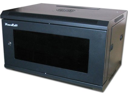 XtendLan 15U/600x600, na zeď, jednodílný, rozložený, skleněné dveře, černý