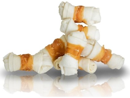 Kiddog 20ks Rawhide Chewing Knotted Bone With Chicken Meat 6cm dog