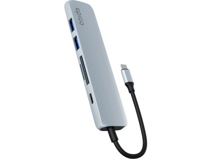 Epico 6v1 hliníkový USB-C 8K hub - modrá