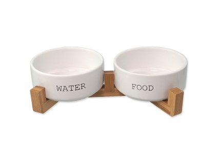 Set Dog Fantasy misky keramické se stojanem bílé 2x 13x5,5cm, 400ml