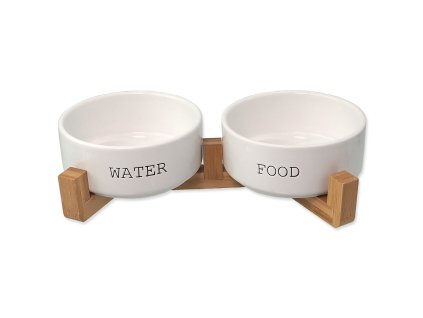 Set Dog Fantasy misky keramické se stojanem bílé 2x 16x6,5cm, 850ml
