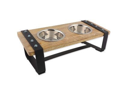 Misky Dog Fantasy nerez s dřevěným stojánkem, železná konstrukce 2x400ml
