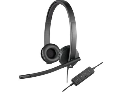 Logitech Headset H570e Stereo/ drátová sluchátka + mikrofon/ USB/ černá