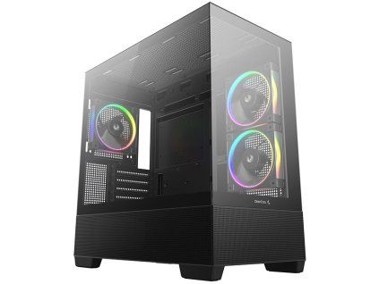 DEEPCOOL skříň CG380 3F microATX / 3x120mm  ARGB PWM / USB 3.0 / 2×USB 2.0 / panoramatická černá