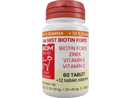 Giom S Na srst Biotin FORTE 60 tbl. +25 % zdarma
