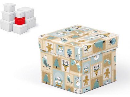 krabice dárková vánoční C-V001-B 10x10x9cm 5370694