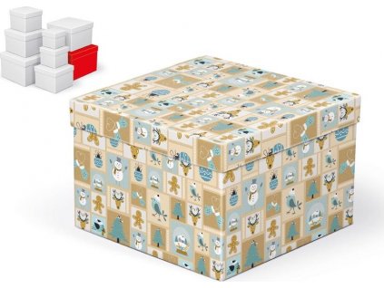 krabice dárková vánoční C-V001-H 22x22x15cm 5370700