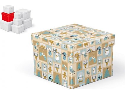 krabice dárková vánoční C-V001-E 16x16x12cm 5370697