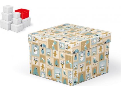 krabice dárková vánoční C-V001-F 18x18x13cm 5370698