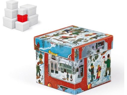 krabice dárková vánoční C-V005-BL 10x10x9cm 5370771