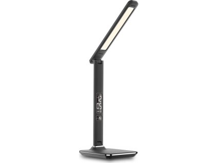 IMMAX LED stolní lampička Kingfisher/ 9W/ 450lm/ 12V/1A/ 3 různé barvy světla/ sklápěcí rameno/ USB/ černá