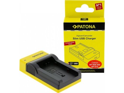PATONA nabíječka pro digitální kameru Canon BP-808/820/827/828 slim, USB-C