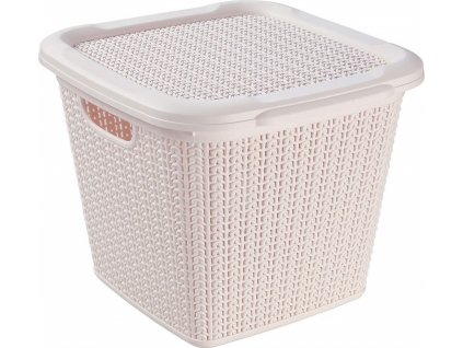 BRILANZ Box ratanový s víkem 15 l, 30 x 30 x 27,5 cm, krémový