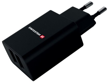 Swissten Síťový Adaptér Smart Ic 2X Usb 2,1A Power + Datový Kabel Usb / Type C 1,2 M Černý