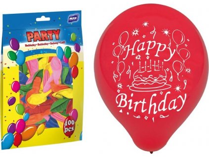 balónek nafukovací standard 23cm Happy Birthday mix 8000131