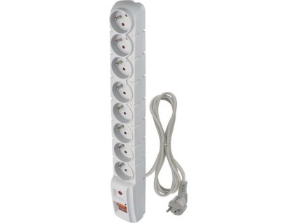 Přepěťová ochrana – 8 zásuvek 1,5m, šedá
