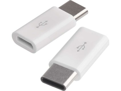 Adaptér micro USB-B 2.0 / USB-C 2.0, bílý, 2 ks