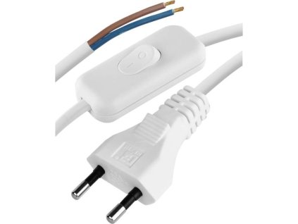 Flexo šňůra PVC 2× 0,75mm2 s vypínačem, 2m, bílá