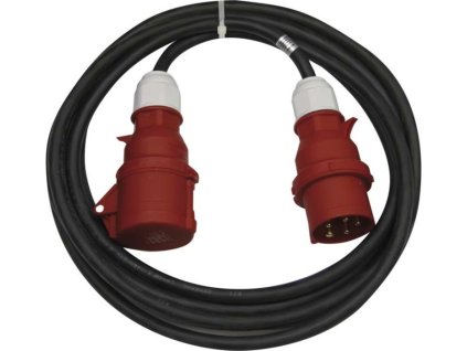 3 fázový venkovní prodlužovací kabel 10 m / 1 zásuvka / černý / guma / 400 V / 2,5 mm2