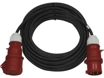3 fázový venkovní prodlužovací kabel 25 m / 1 zásuvka / černý / guma / 400 V / 2,5 mm2