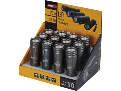 COB LED ruční kovová svítilna P4705, 100 lm, 3× AAA, 12 ks, display box