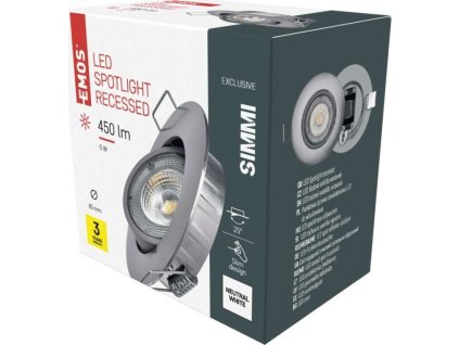 LED bodové svítidlo SIMMI stříbrné, kruh 5W neutr. bílá