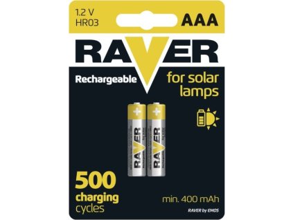 Nabíjecí baterie do solárních lamp RAVER SOLAR AAA (HR03) 400 mAh, 2 ks