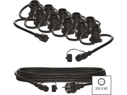 Spojovací světelný řetěz na 10 žárovek E27 START SET, 7,35 m, venkovní i vnitřní