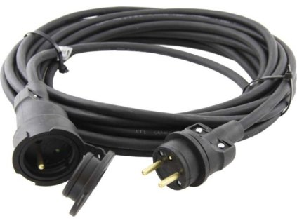 Venkovní prodlužovací kabel 25 m / 1 zásuvka / černý / guma / 230 V / 1,5 mm2
