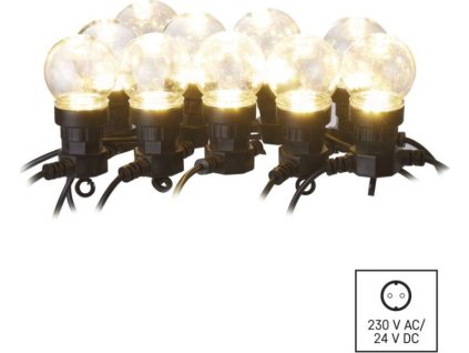 LED světelný řetěz – 10x párty žárovky čiré, 5 m, venkovní i vnitřní, teplá bílá