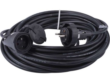 Venkovní prodlužovací kabel 20 m / 1 zásuvka / černý / guma / 230 V / 2,5 mm2