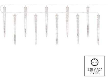 LED vánoční girlanda – 10x rampouch, 3,6 m, venkovní i vnitřní, studená bílá