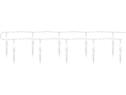 LED vánoční girlanda – 10x rampouch, 1,35 m, 2x AA, vnitřní, studená bílá, časovač