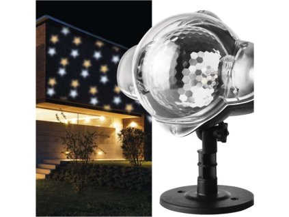 LED dekorativní projektor – hvězdičky, venkovní i vnitřní, teplá/studená bílá