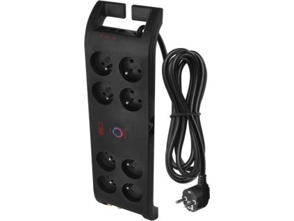 Přepěťová ochrana 1800J – 8 zásuvek, 3m, černá
