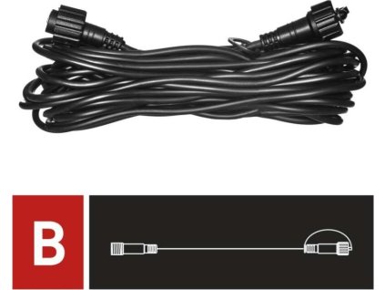 Prodlužovací kabel pro spojovací řetězy Profi černý, 10 m, venkovní i vnitřní