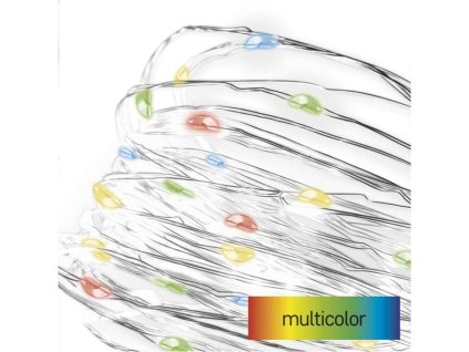 LED vánoční nano řetěz, 1,9 m, 2x AA, vnitřní, multicolor, časovač