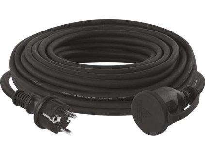 Venkovní prodlužovací kabel 20 m / 1 zásuvka / černý / guma-neopren / 230 V / 1,5 mm2