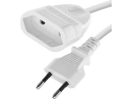 Dvoužilový pohyblivý přívod 3 m / 1 zásuvka / bílý / PVC / 0,75 mm2