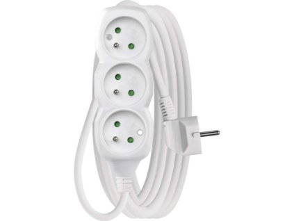 Prodlužovací kabel 5 m / 3 zásuvky / bílý / PVC / 1,5 mm2