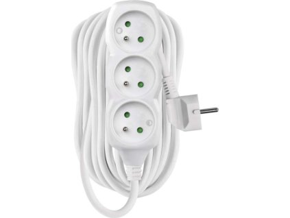 Prodlužovací kabel 10 m / 3 zásuvky / bílý / PVC / 1 mm2